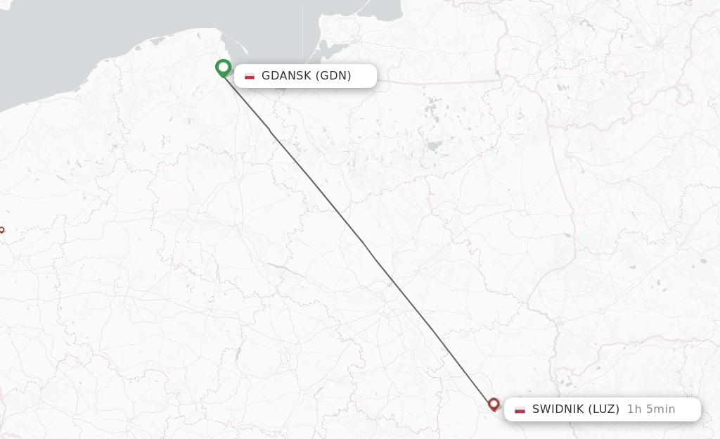 Flights from Gdansk to Swidnik route map