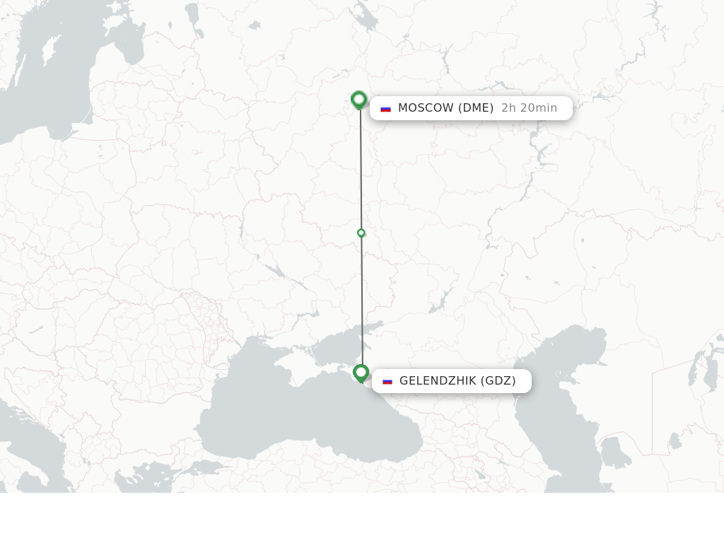 Flights from Gelendzik to Moscow route map