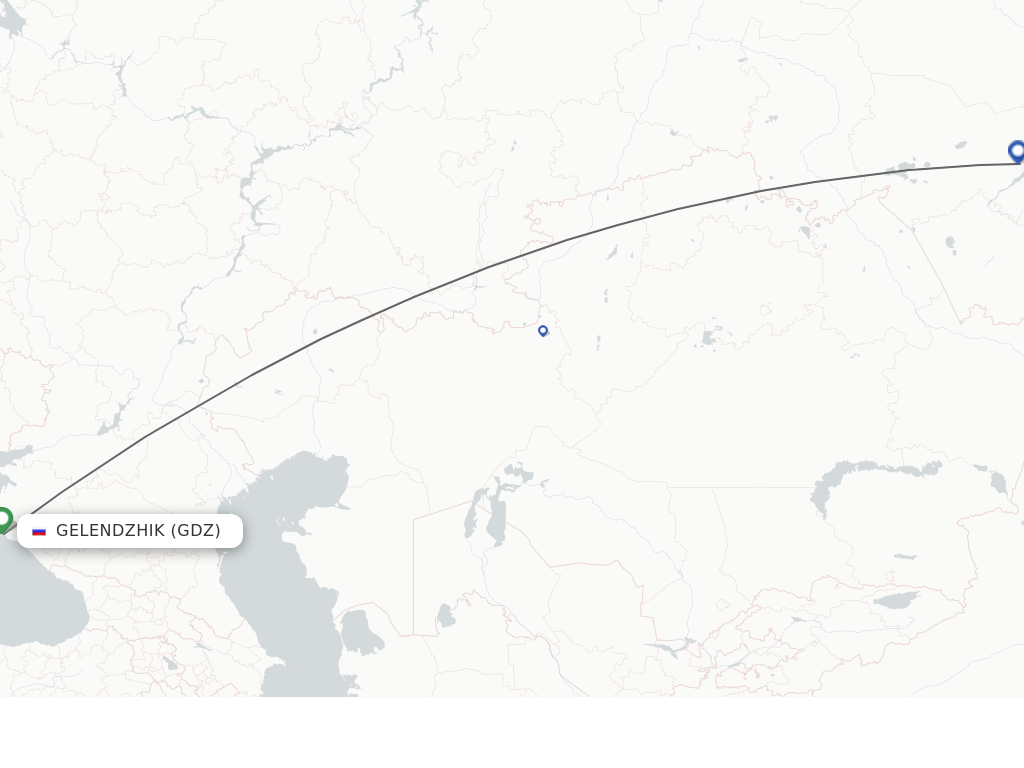 Flights from Novosibirsk to Gelendzhik route map