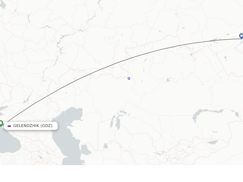 Flights from Novosibirsk to Gelendzik route map