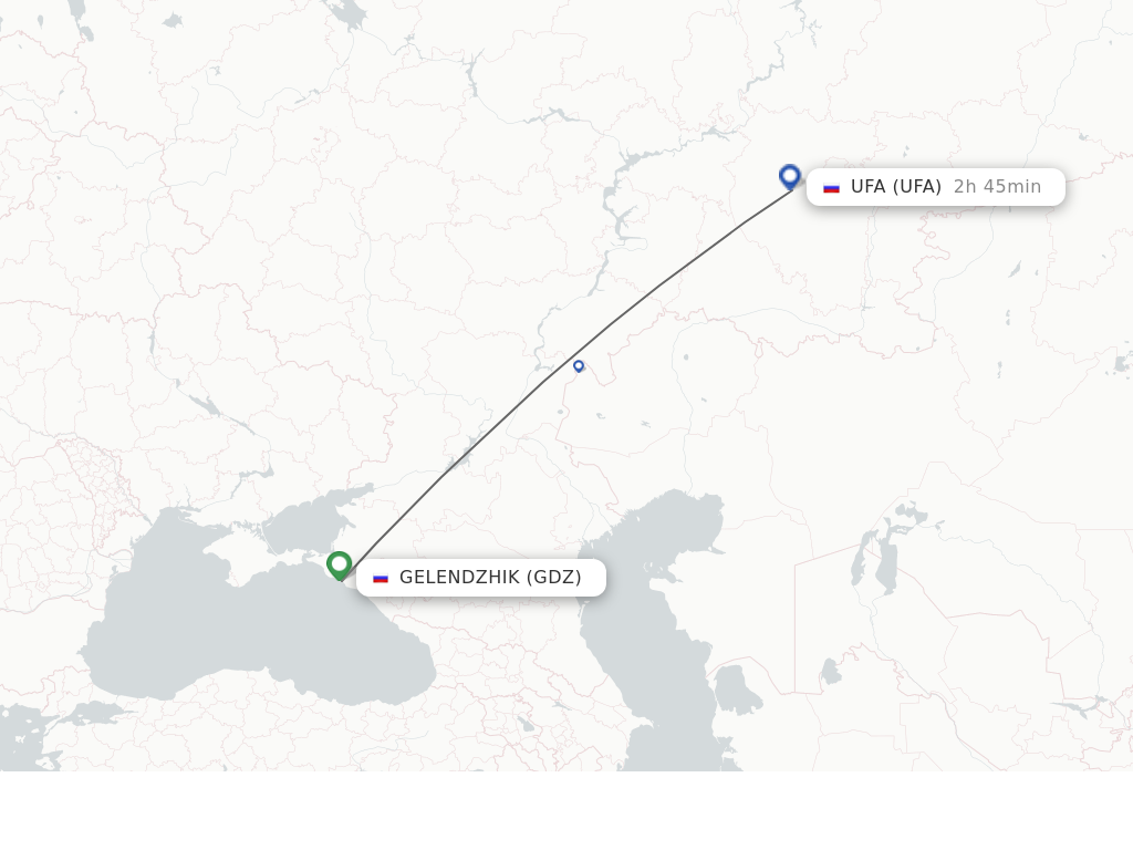 Flights from Gelendzik to Ufa route map