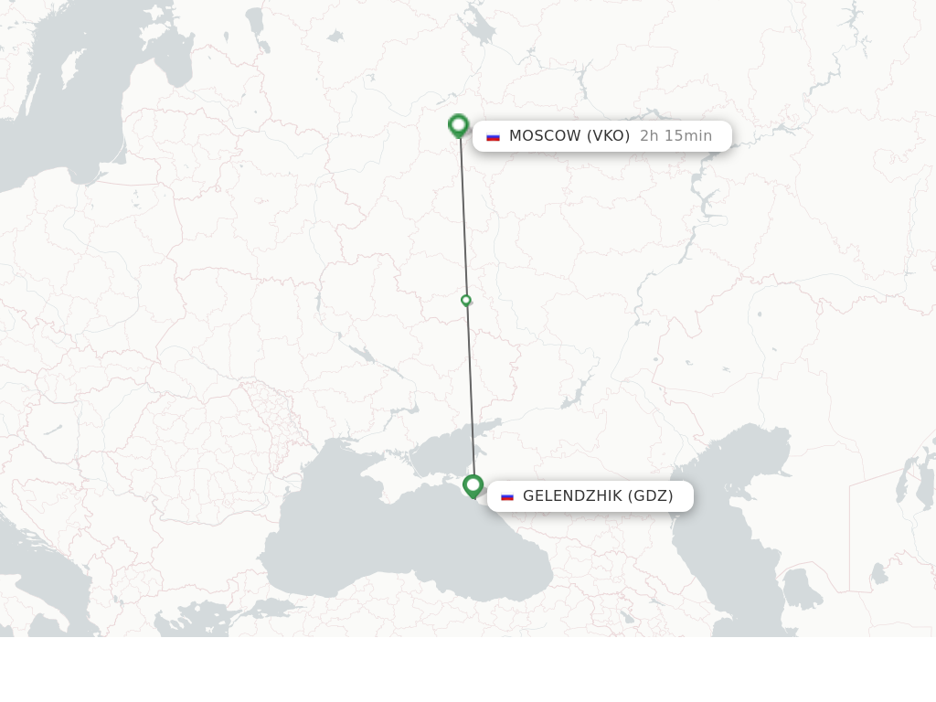 Flights from Gelendzik to Moscow route map