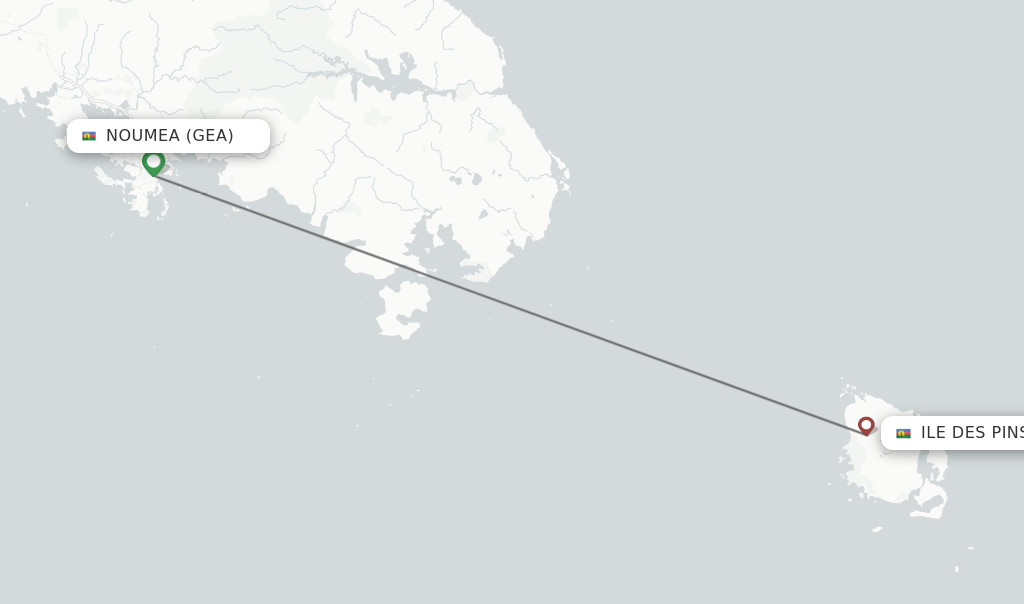 Flights from Noumea to Ile Des Pins route map