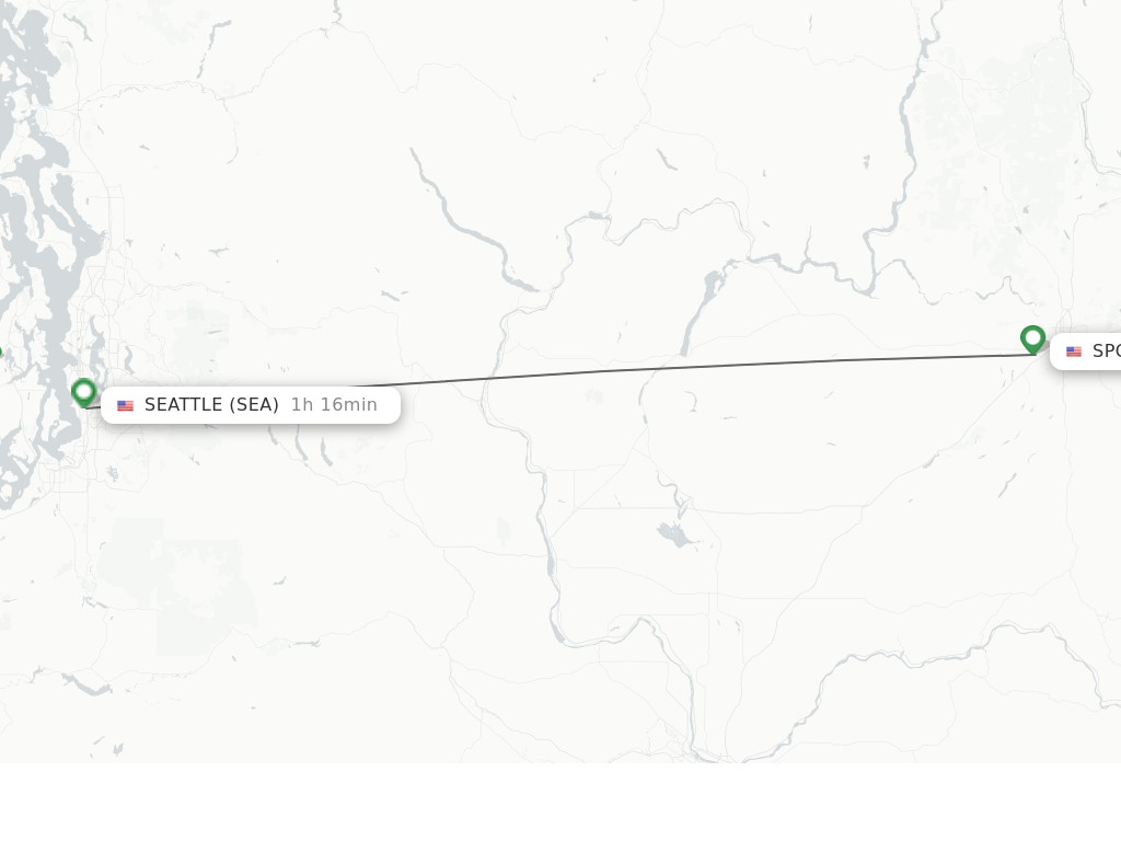 Flights from Spokane to Seattle route map
