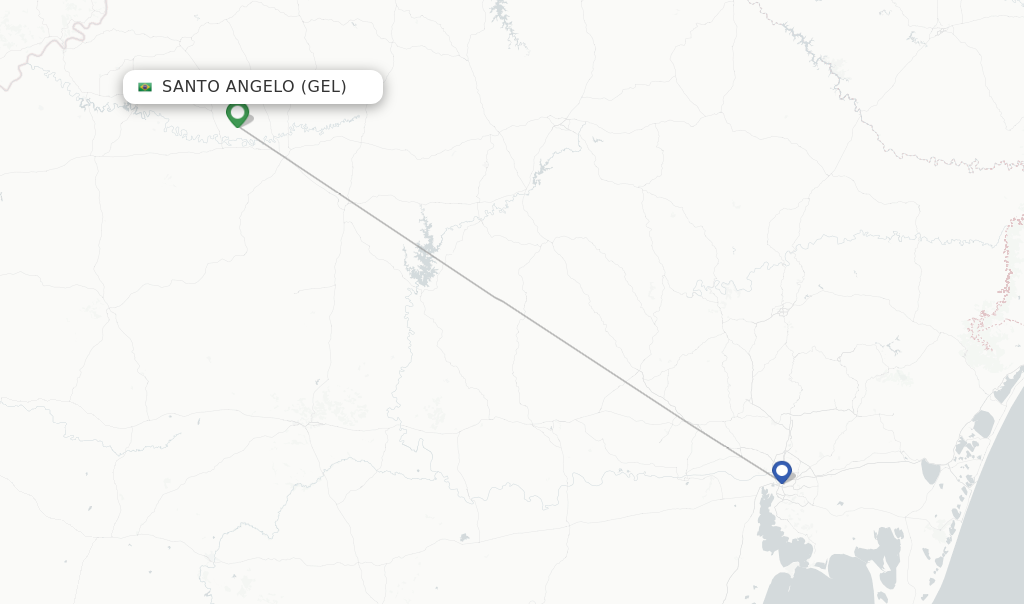 Route map with flights from Santo Angelo with Azul