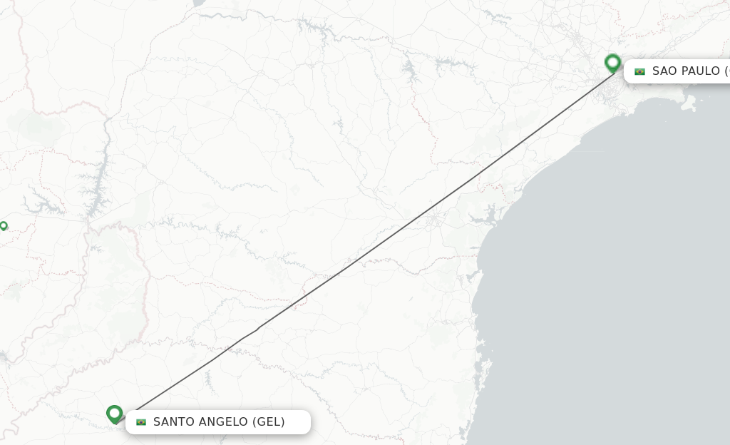 Flights from Santo Angelo to Sao Paulo route map