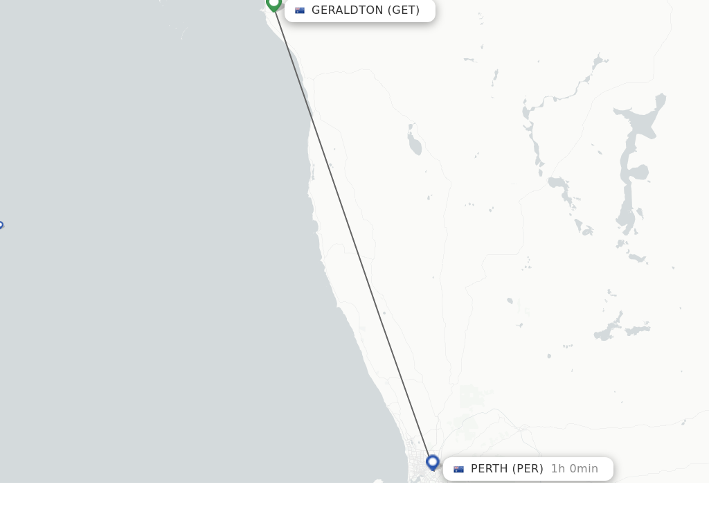 Flights from Geraldton to Perth route map