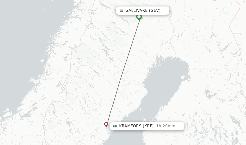 Flights from Gallivare to Kramfors route map