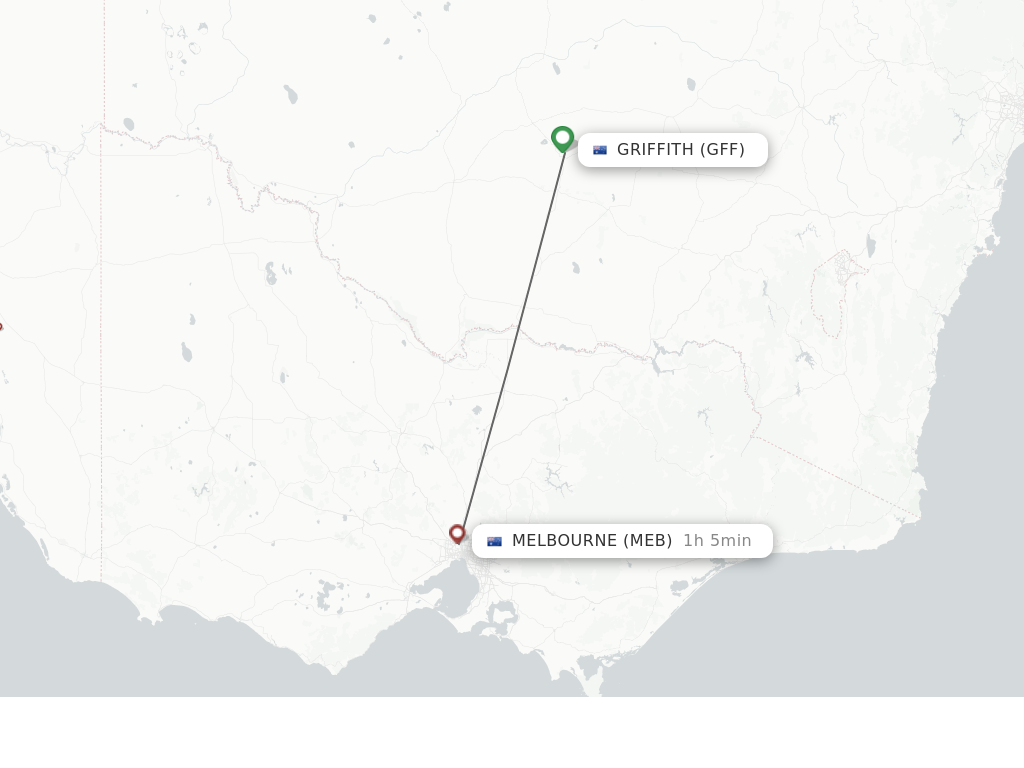 Flights from Melbourne to Griffith route map