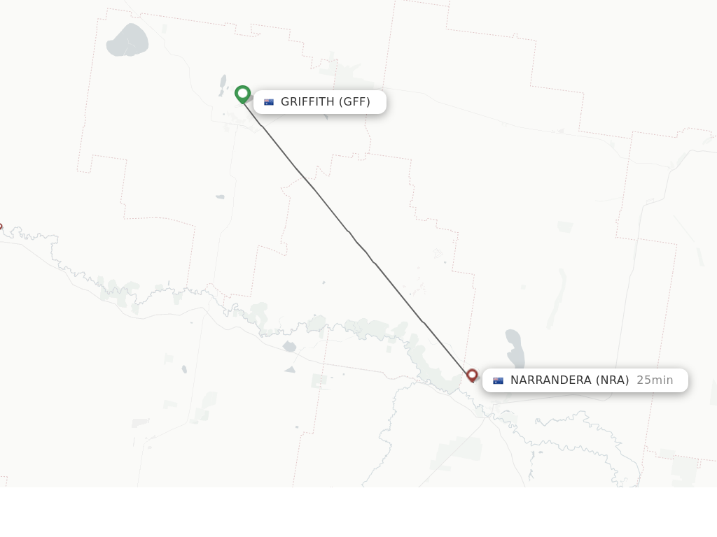 Flights from Griffith to Narrandera route map