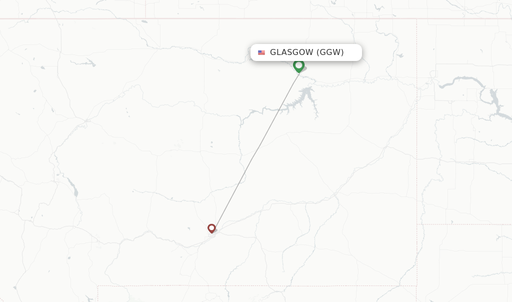 Route map with flights from Glasgow with Cape Air