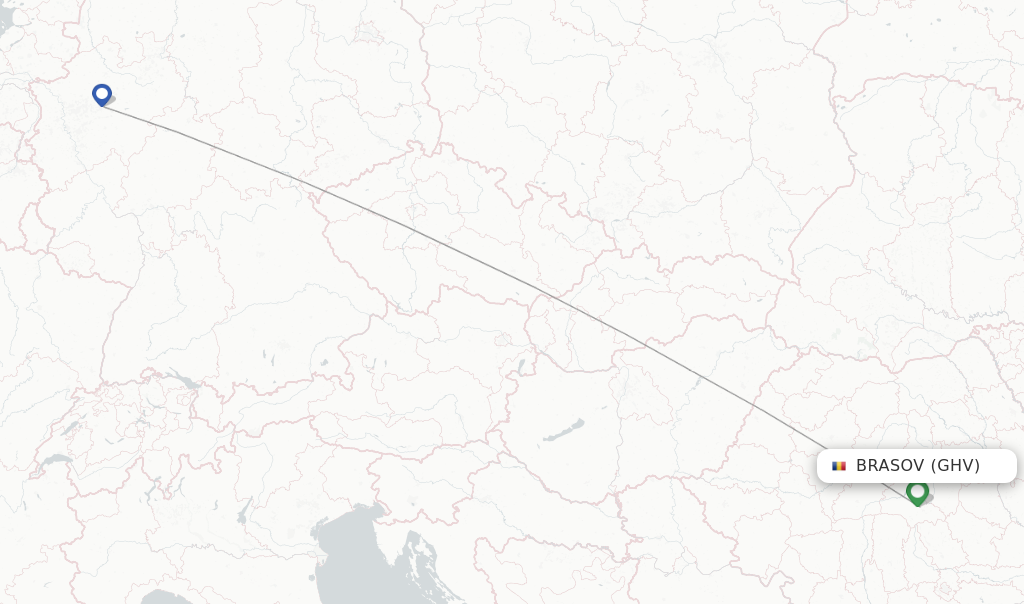 Route map with flights from Brasov with Wizz Air
