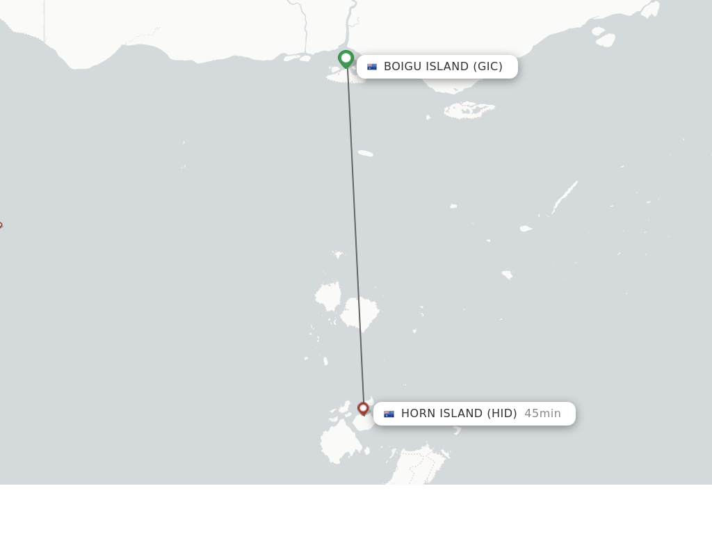 Flights from Boigu Island to Horn Island route map