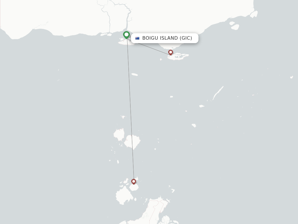 Flights from Boigu Island to Badu Island route map