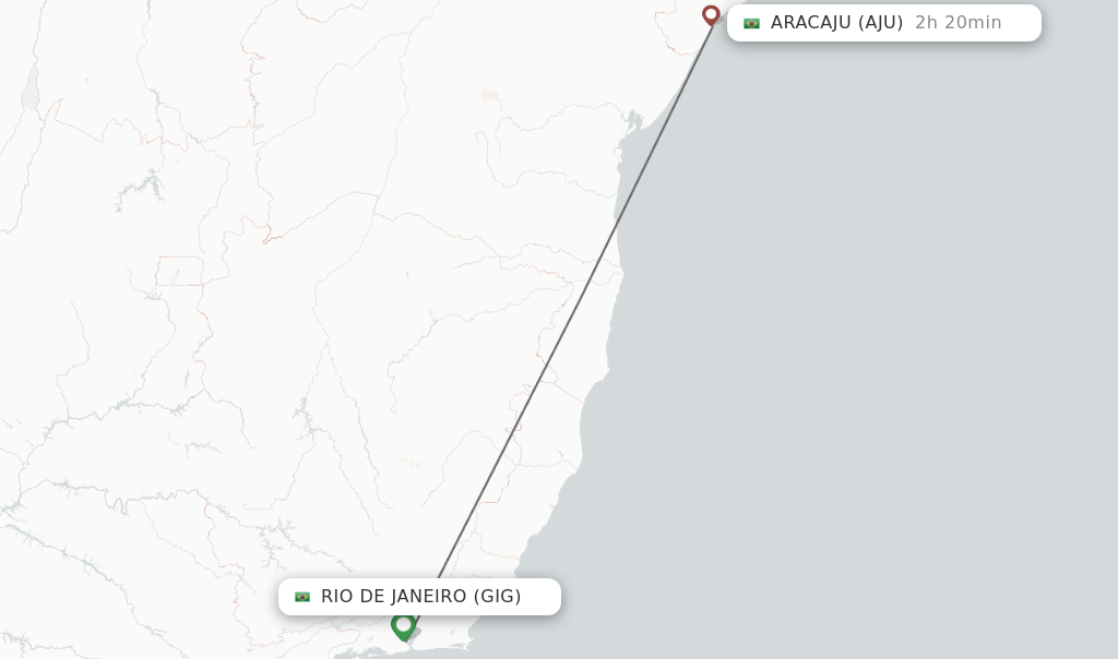 Flights from Rio De Janeiro to Aracaju route map