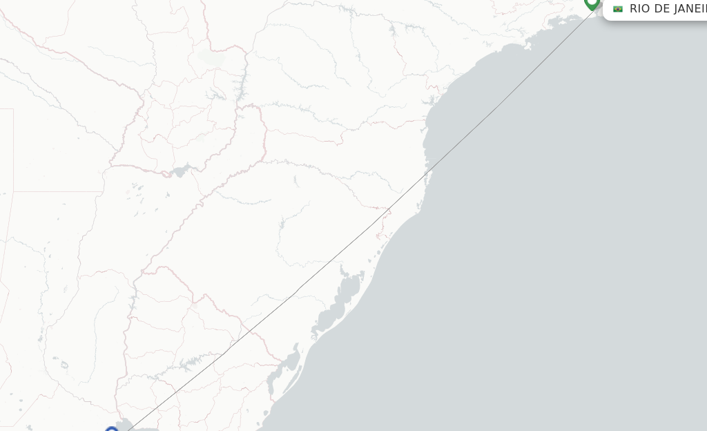 Route map with flights from Rio De Janeiro with Felix Airways