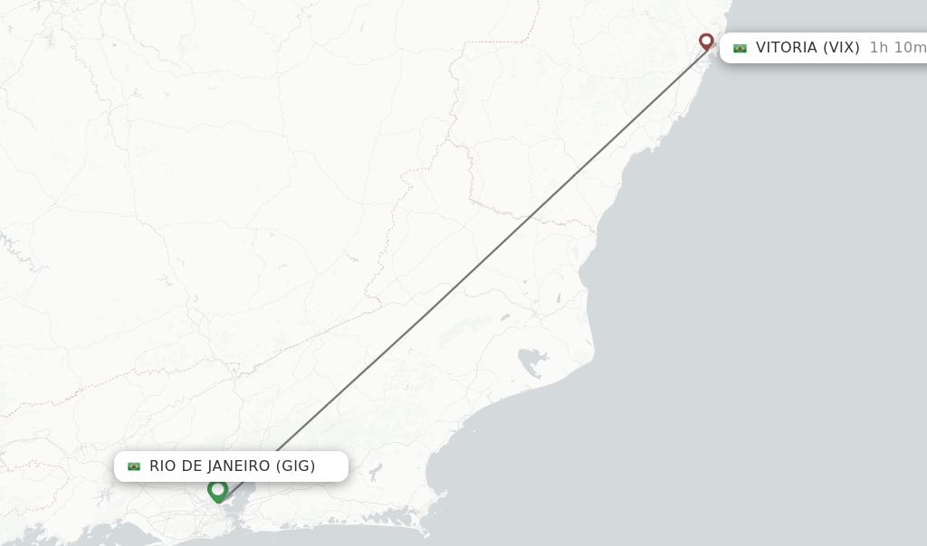 Flights from Rio De Janeiro to Vitoria route map