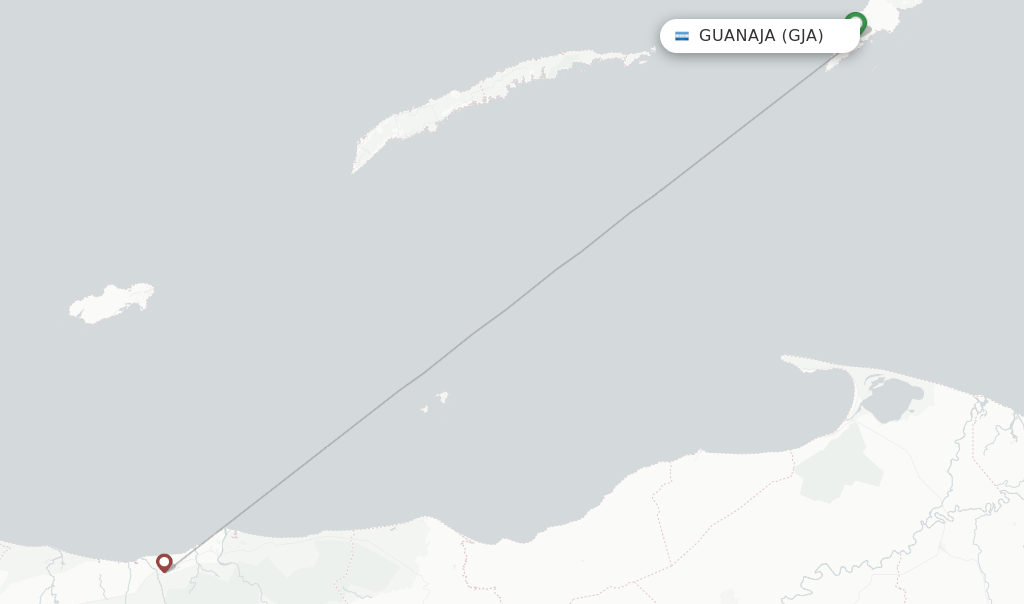 Route map with flights from Guanaja with CM Airlines