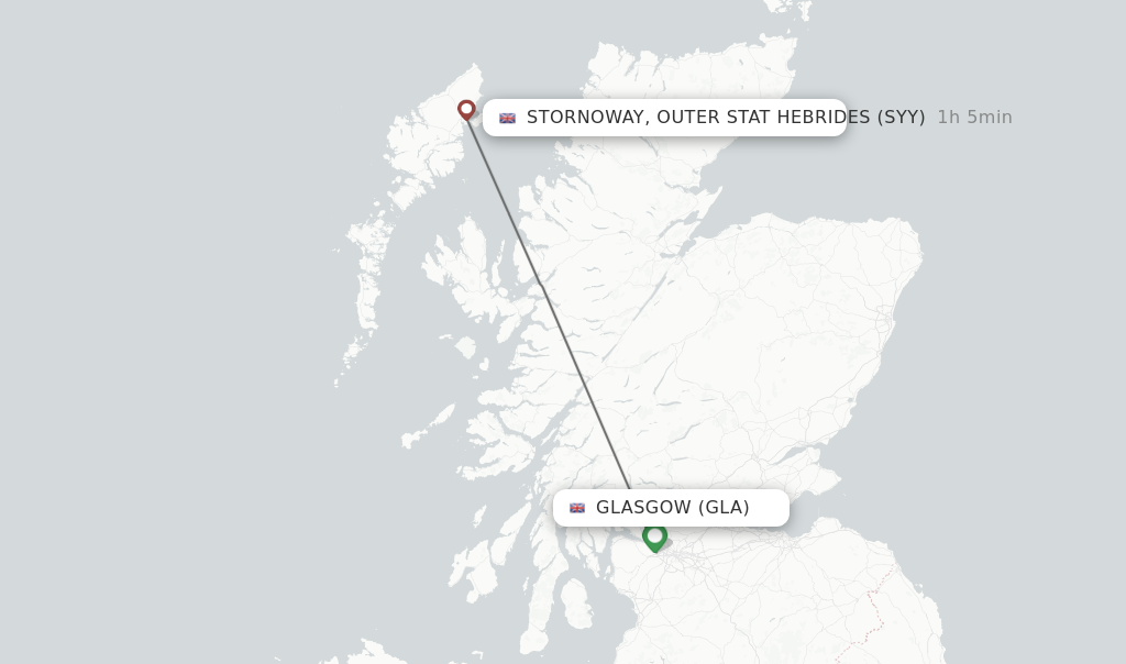 Flights from Glasgow to Stornoway, Outer Stat Hebrides route map