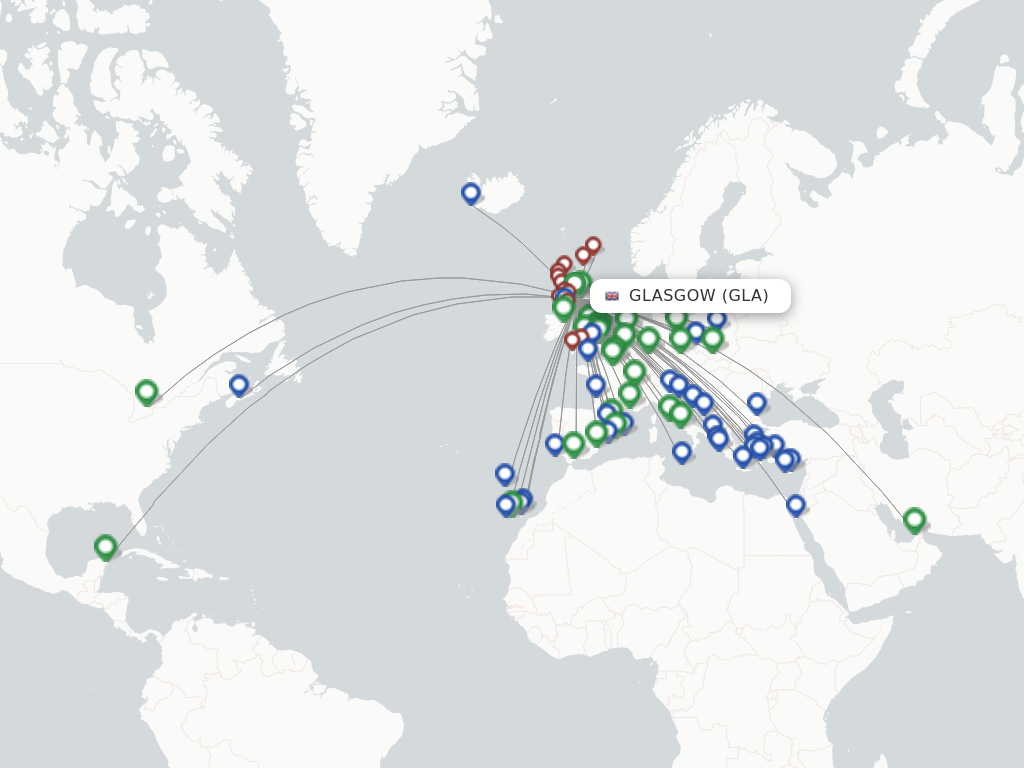 Flights from Glasgow to Dusseldorf route map