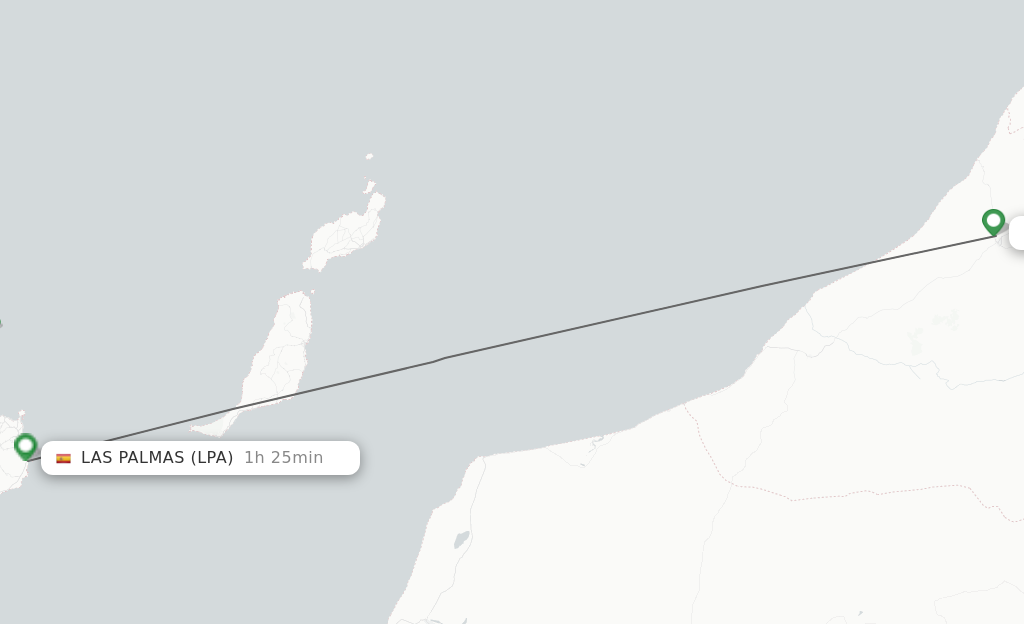 Flights from Goulimime to Las Palmas route map