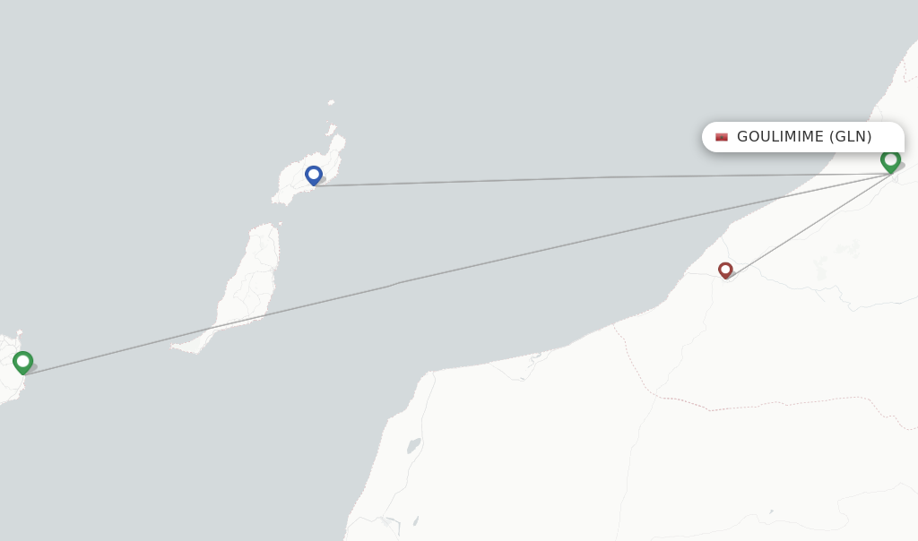 Flights from Goulimime to Lanzarote route map