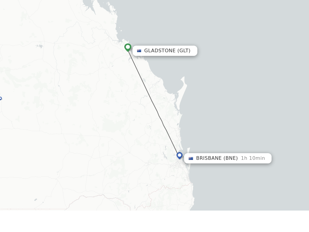 Flights from Gladstone to Brisbane route map