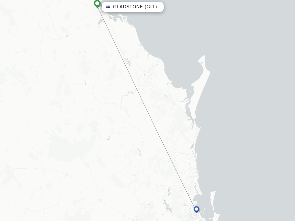 Flights from Gladstone to Melbourne route map