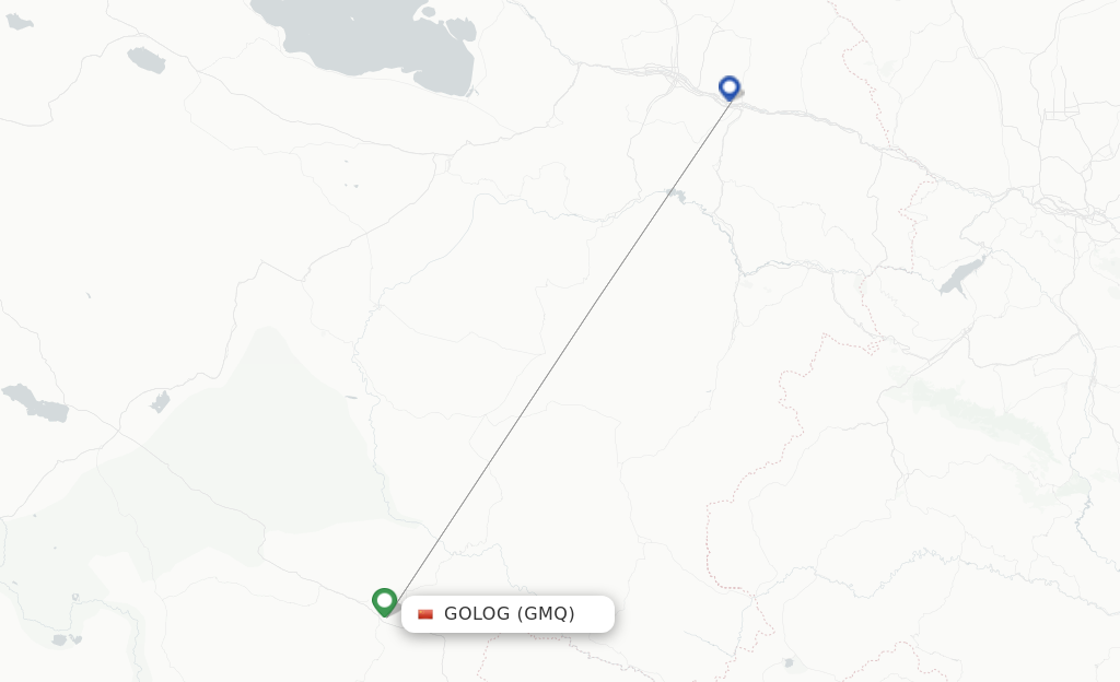 Route map with flights from Golog with Tibet Airlines