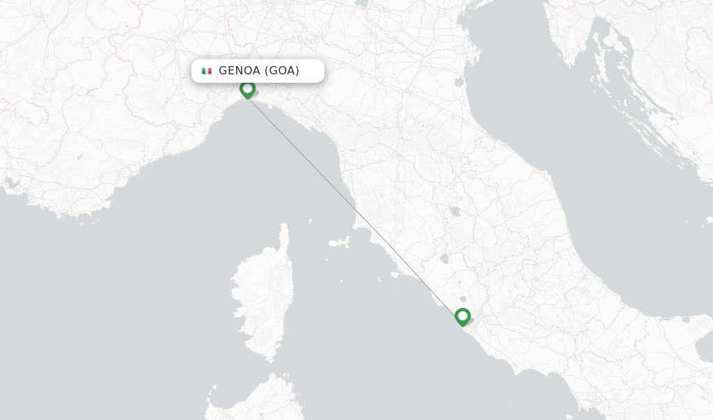 Route map with flights from Genoa with ITA Airways