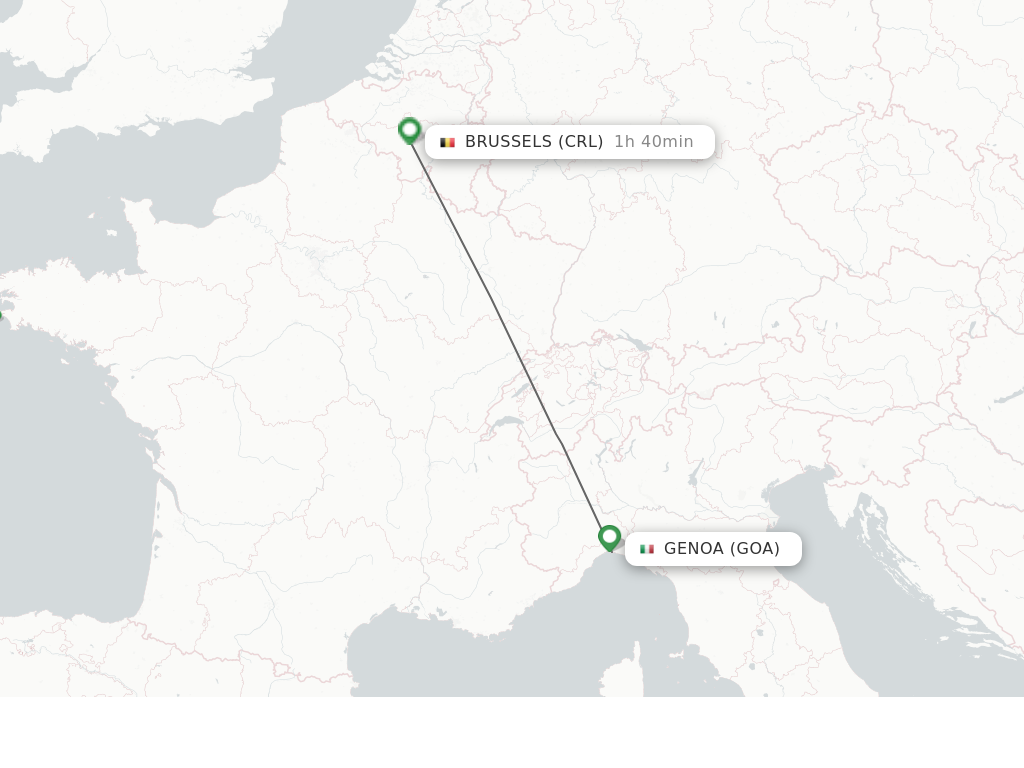 Flights from Genoa to Brussels route map