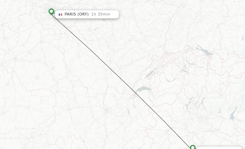 Flights from Genoa to Paris route map