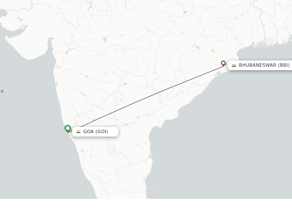 Flights from Goa to Bhubaneswar route map