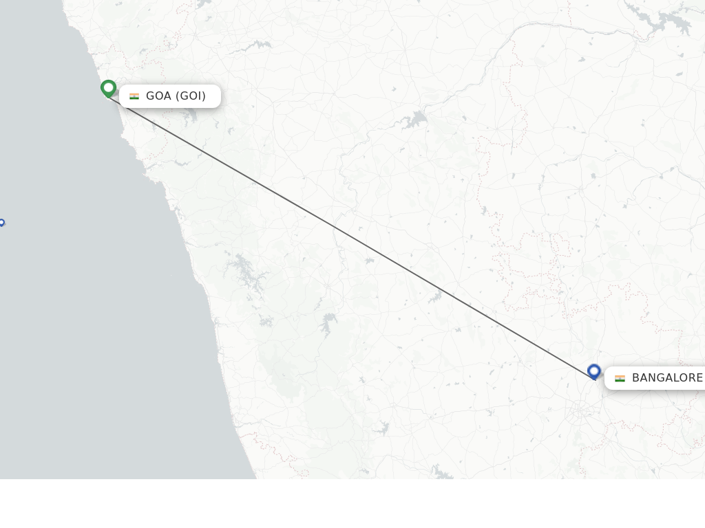 Flights from Goa to Bengaluru route map