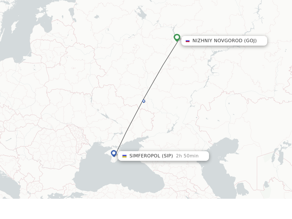 Flights from Nizhniy Novgorod to Simferopol route map