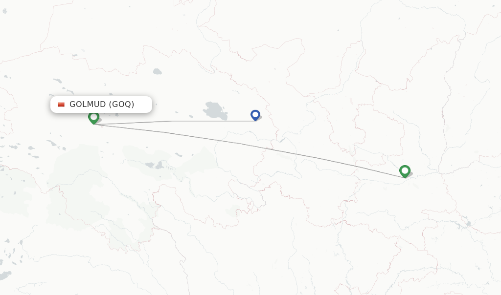 Route map with flights from Golmud with China Eastern
