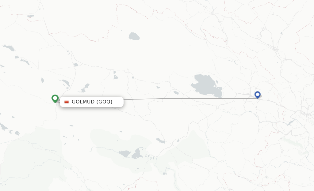 Route map with flights from Golmud with Tibet Airlines