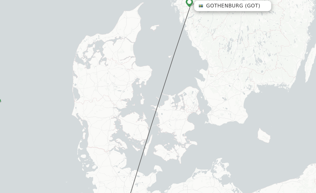 Flights from Gothenburg to Hamburg route map