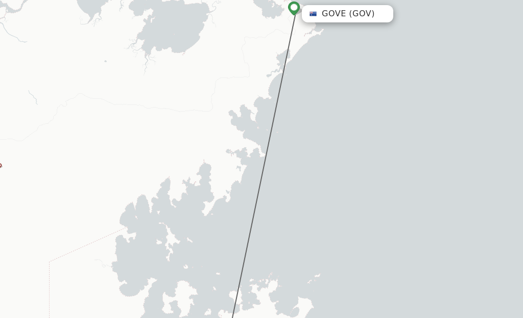 Flights from Gove to Groote Island route map