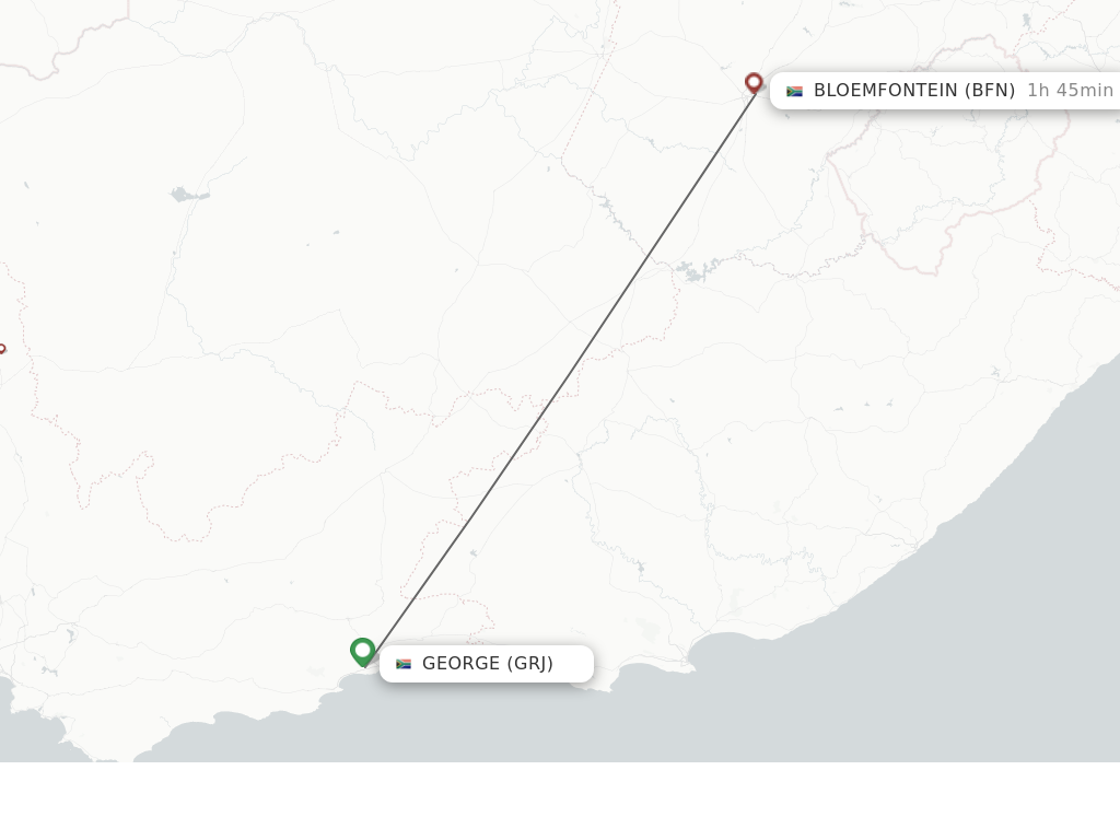 Flights from George to Bloemfontein route map