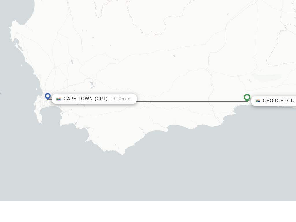 Flights from George to Cape Town route map