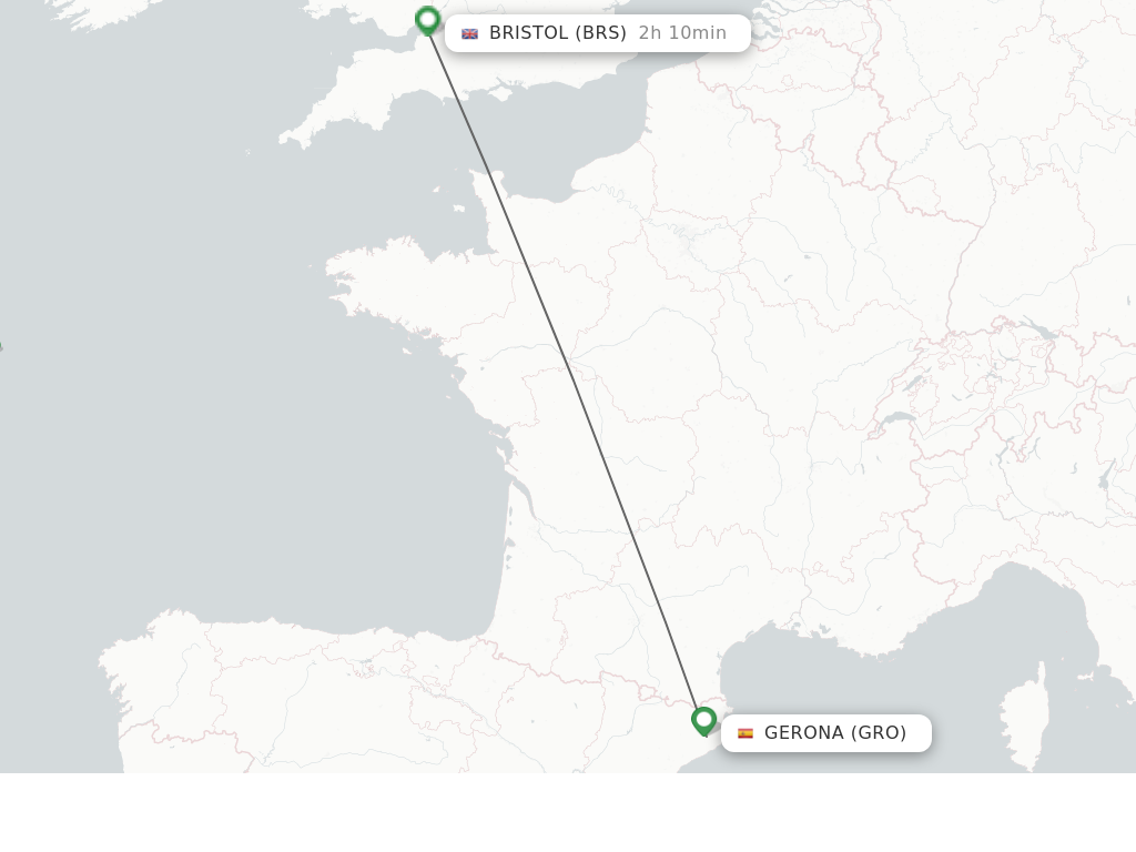 Flights from Gerona to Bristol route map