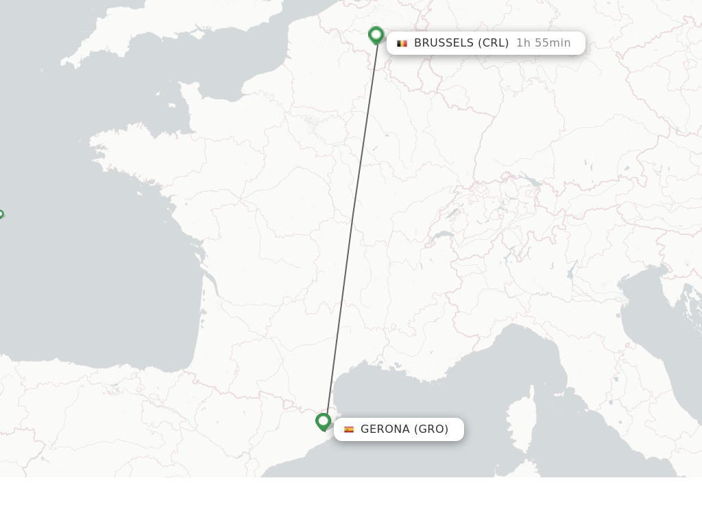 Flights from Gerona to Brussels route map