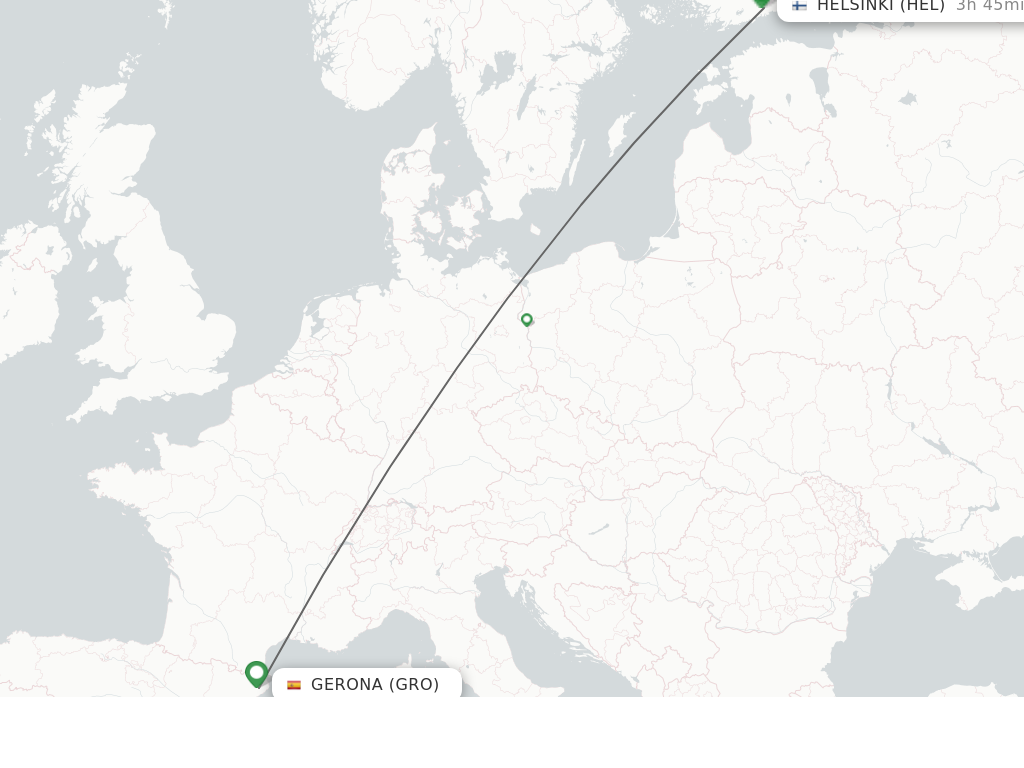 Flights from Gerona to Helsinki route map