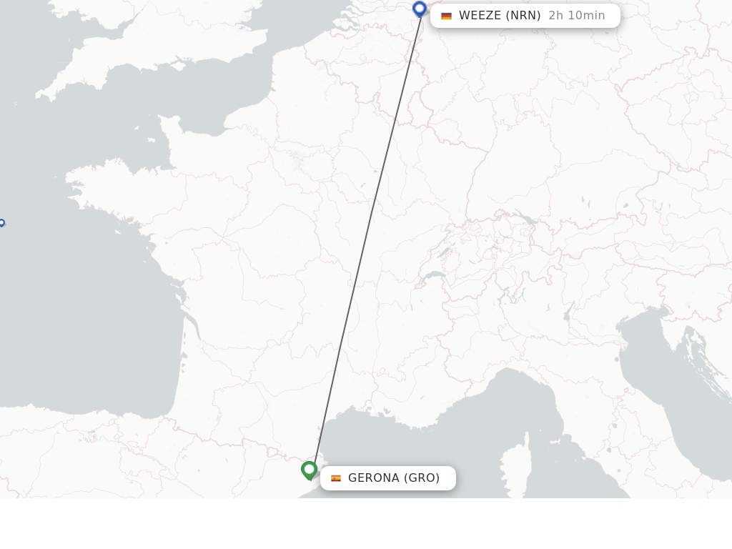 Flights from Gerona to Weeze route map
