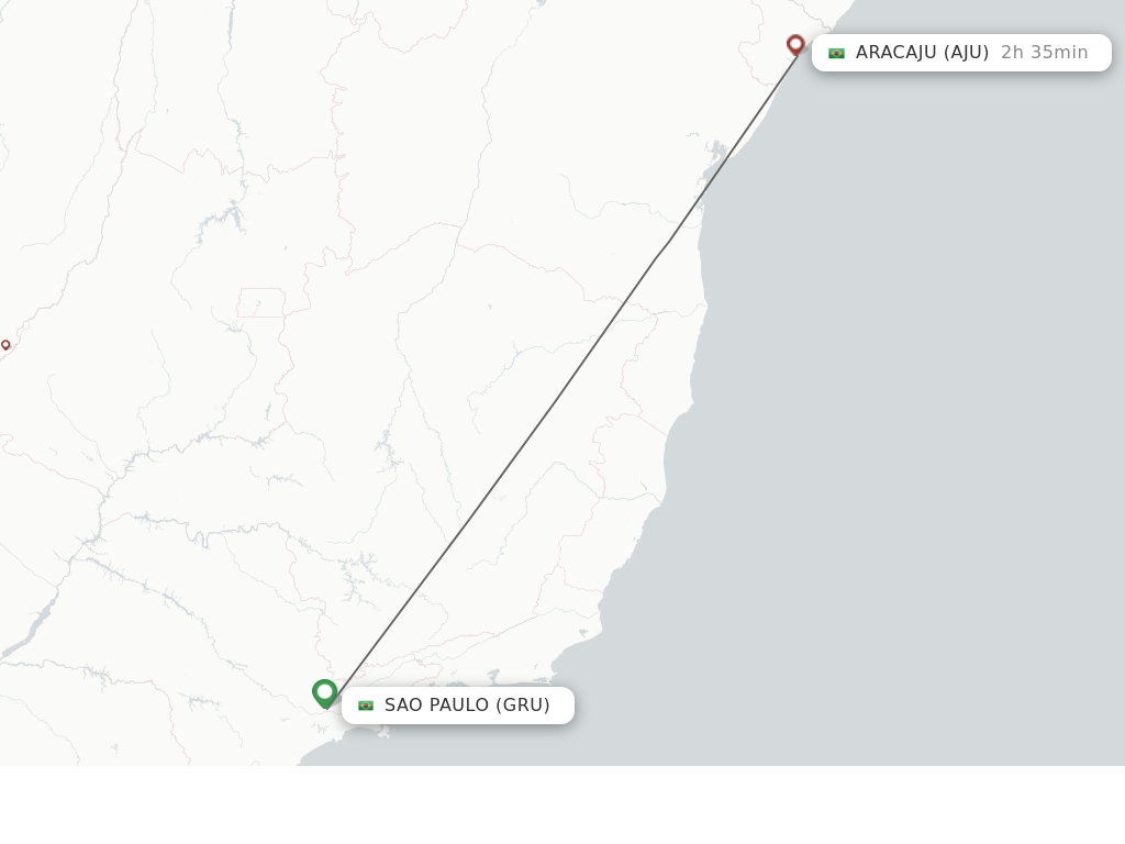 Flights from Sao Paulo to Aracaju route map
