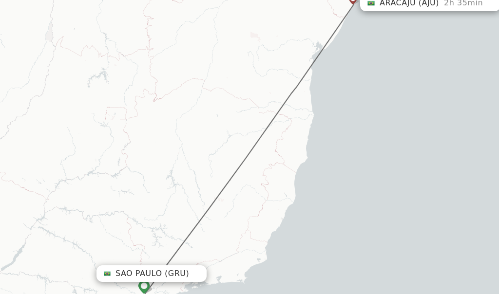 Flights from Sao Paulo to Aracaju route map