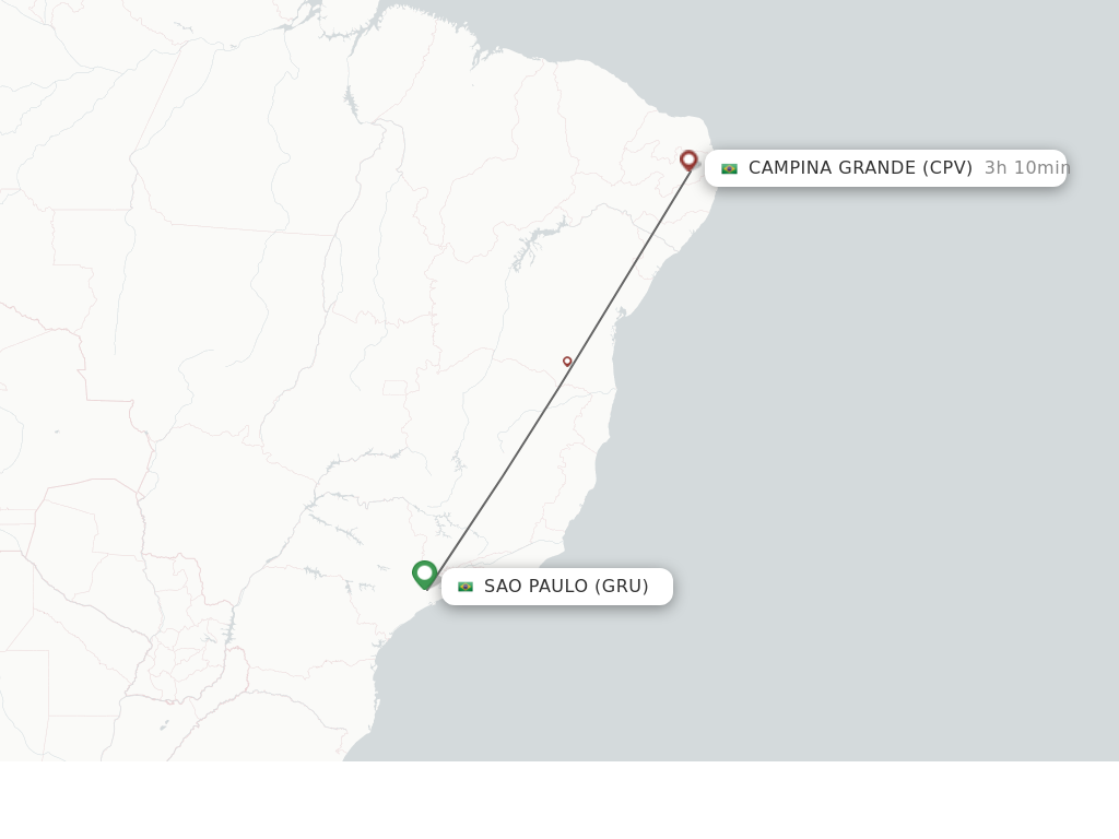 Flights from Sao Paulo to Campina Grande route map
