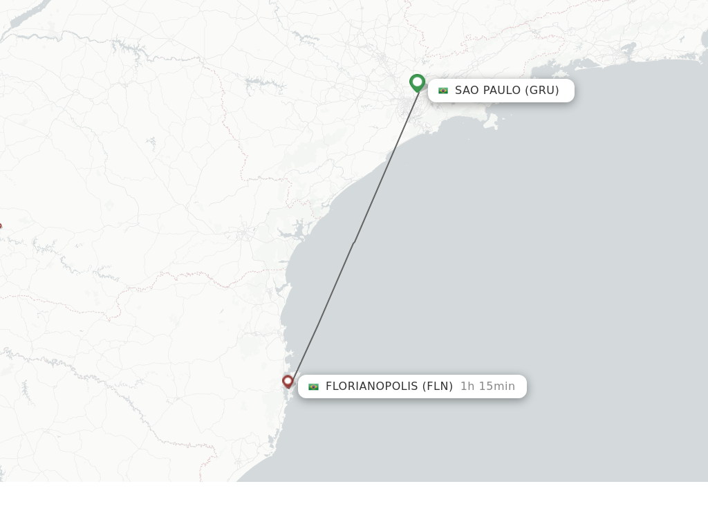 Flights from Sao Paulo to Florianopolis route map