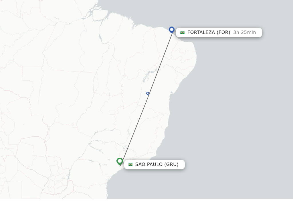 Flights from Sao Paulo to Fortaleza route map